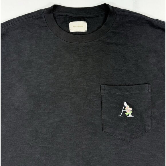 Aime Leon Dore Mens T-Shirt SS21 Floral A Embroidered Slub Pocket Tee Size Large